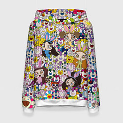 Толстовка-худи женская Right now NewJeans and Takashi Murakami, цвет: 3D-белый