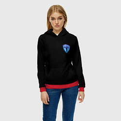 Толстовка-худи женская Tesla logo neon, цвет: 3D-красный — фото 2