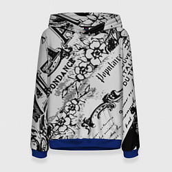 Толстовка-худи женская Старая газета, цвет: 3D-синий