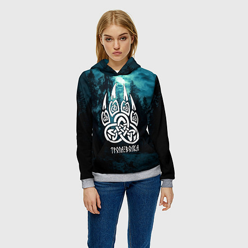 Женская толстовка Символ оберег лапа волка - волчья тропа / 3D-Меланж – фото 3