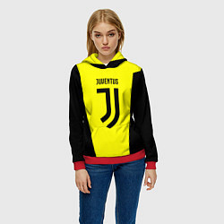 Толстовка-худи женская Juventus sport geometry yellow, цвет: 3D-красный — фото 2