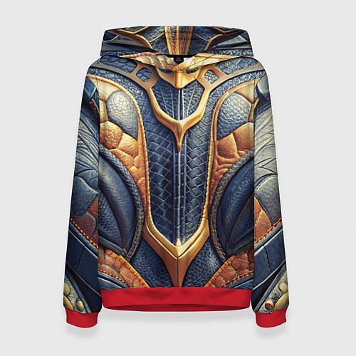 Женская толстовка Темная кожаная броня с желтой оплеткой / 3D-Красный – фото 1