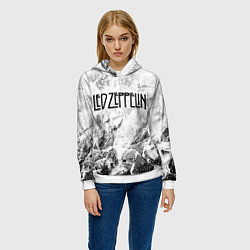 Толстовка-худи женская Led Zeppelin white graphite, цвет: 3D-белый — фото 2