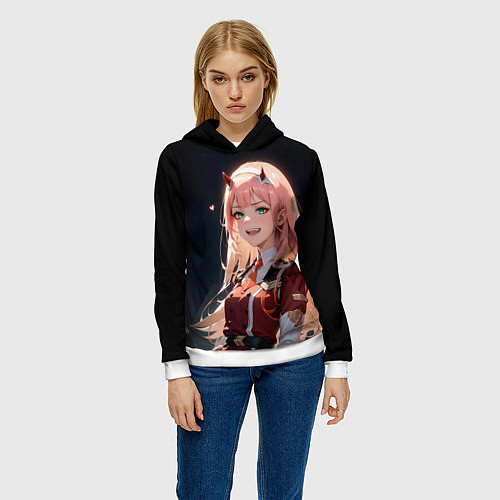 Женская толстовка Милый во франксе - zero two / 3D-Белый – фото 3
