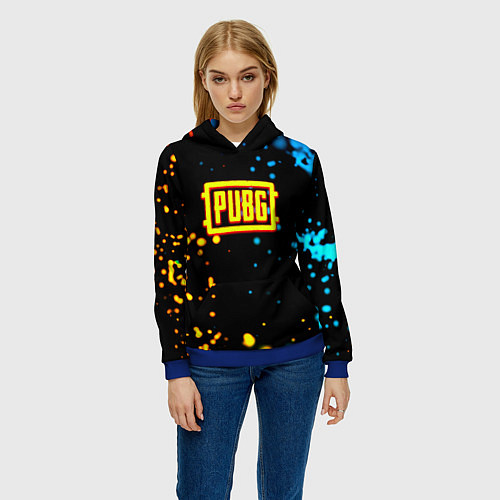 Женская толстовка PUBG огненное лого / 3D-Синий – фото 3