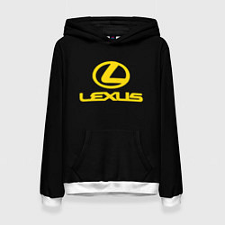 Толстовка-худи женская Lexus yellow logo, цвет: 3D-белый