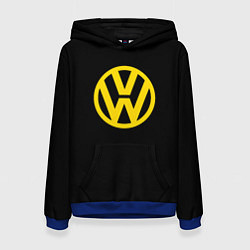 Толстовка-худи женская Volkswagen logo yellow, цвет: 3D-синий