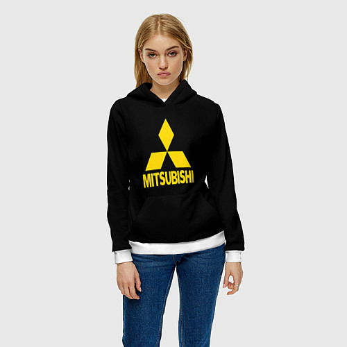 Женская толстовка Mitsubishi logo yelow / 3D-Белый – фото 3