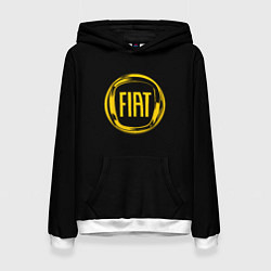 Толстовка-худи женская FIAT logo yelow, цвет: 3D-белый