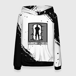 Толстовка-худи женская Rainbow six текстура лого шутер, цвет: 3D-черный