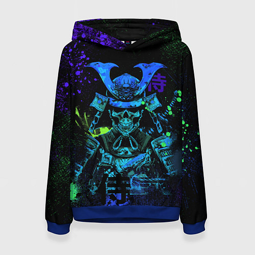 Женская толстовка Дух череп - самурай / 3D-Синий – фото 1