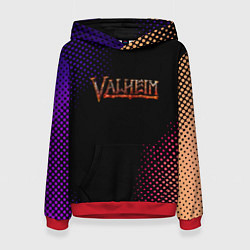 Толстовка-худи женская Valheim logo pattern, цвет: 3D-красный