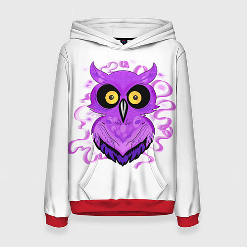 Женская толстовка Фиолетовая неоновая сова / 3D-Красный – фото 1