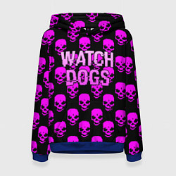 Толстовка-худи женская Watch dogs neon skull, цвет: 3D-синий