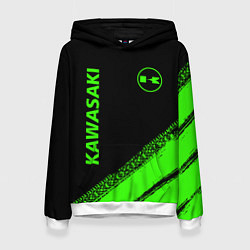 Толстовка-худи женская Kawasaki - logo, цвет: 3D-белый