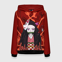 Толстовка-худи женская Незуко камадо на фоне демонических рук, цвет: 3D-черный