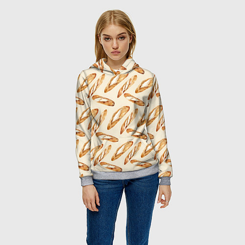 Женская толстовка The baguette pattern / 3D-Меланж – фото 3