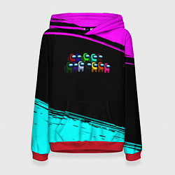 Толстовка-худи женская Among us neon colors, цвет: 3D-красный