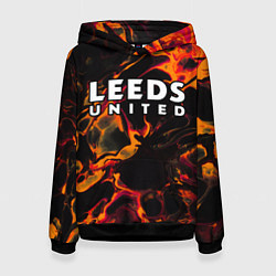 Толстовка-худи женская Leeds United red lava, цвет: 3D-черный