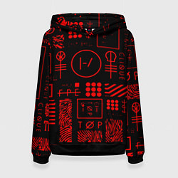 Толстовка-худи женская Twenty one pilots pattern rock, цвет: 3D-черный