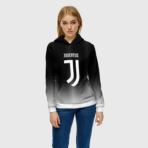 Женская толстовка Ювентус серый градиент / 3D-Белый – фото 3
