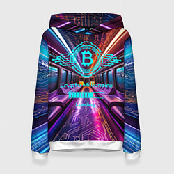 Толстовка-худи женская Биткоин миллионер - загрузка, цвет: 3D-белый