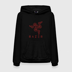 Толстовка-худи женская Razer red logo, цвет: 3D-черный