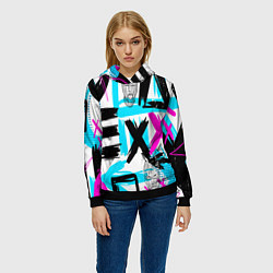 Толстовка-худи женская Маска гопника, цвет: 3D-черный — фото 2