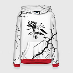 Толстовка-худи женская Ведьмак лого шторм, цвет: 3D-красный