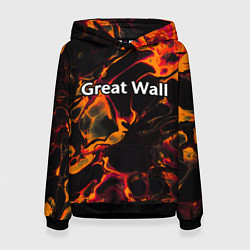 Толстовка-худи женская Great Wall red lava, цвет: 3D-черный