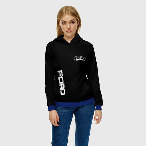 Женская толстовка Ford logo white steel / 3D-Синий – фото 3
