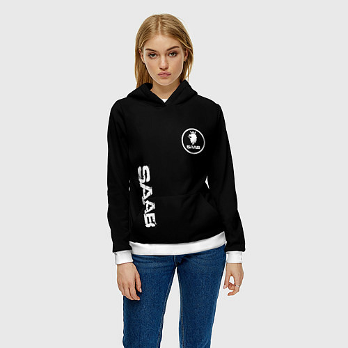 Женская толстовка SAAB logo white / 3D-Белый – фото 3