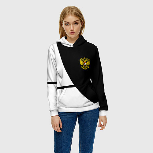 Женская толстовка Герб РФ текстура спорт / 3D-Белый – фото 3