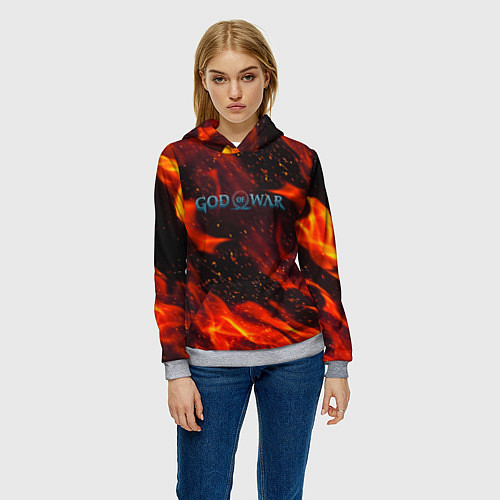 Женская толстовка God of war fire steel / 3D-Меланж – фото 3