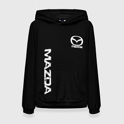 Толстовка-худи женская Mazda white logo, цвет: 3D-черный