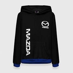 Толстовка-худи женская Mazda white logo, цвет: 3D-синий