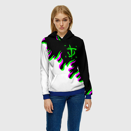 Женская толстовка Doom logo fire demon / 3D-Синий – фото 3