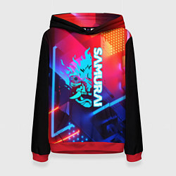 Толстовка-худи женская Samurai neon game, цвет: 3D-красный