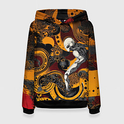 Толстовка-худи женская Внеземной паттерн с пришельцем, цвет: 3D-черный