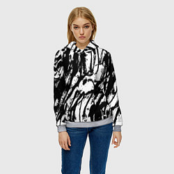 Толстовка-худи женская Чёрно-белая абстракция: нейросеть, цвет: 3D-меланж — фото 2