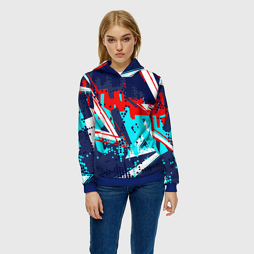 Женская толстовка Яркий абстрактный узор для спорта / 3D-Синий – фото 3