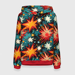 Толстовка-худи женская Граффити звёзды и космос, цвет: 3D-красный