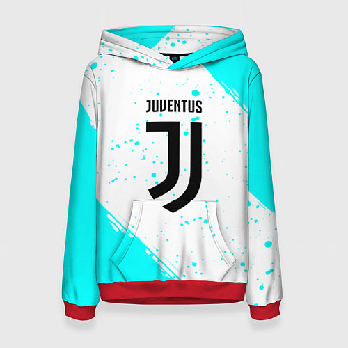 Женская толстовка Ювентус краски голубые / 3D-Красный – фото 1