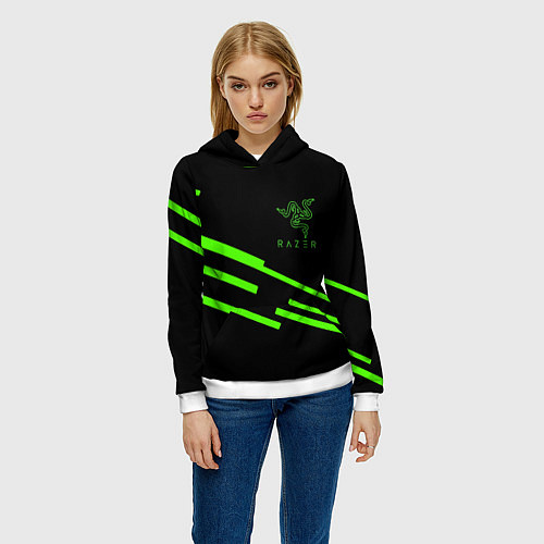 Женская толстовка Razer line green / 3D-Белый – фото 3