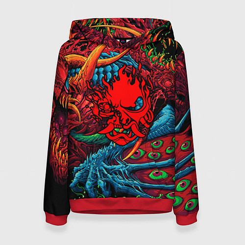 Женская толстовка Samurai logo cyberpunk / 3D-Красный – фото 1