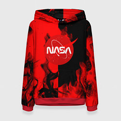 Толстовка-худи женская NASA красный огонь, цвет: 3D-красный