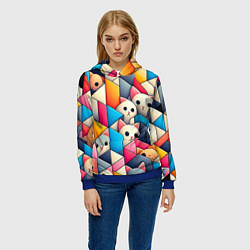 Толстовка-худи женская Geometric pattern with kittens - ai art, цвет: 3D-синий — фото 2