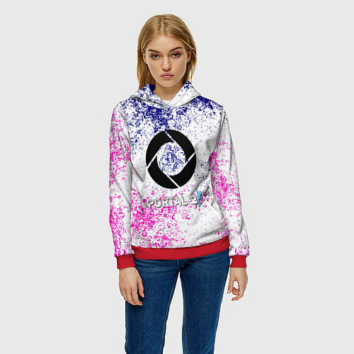 Женская толстовка Portal брызги красок текстура / 3D-Красный – фото 3