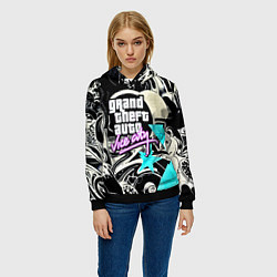 Толстовка-худи женская GTA vice city grafiti, цвет: 3D-черный — фото 2