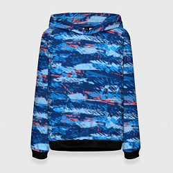 Толстовка-худи женская Яркий абстрактный рисунок для спорта, цвет: 3D-черный